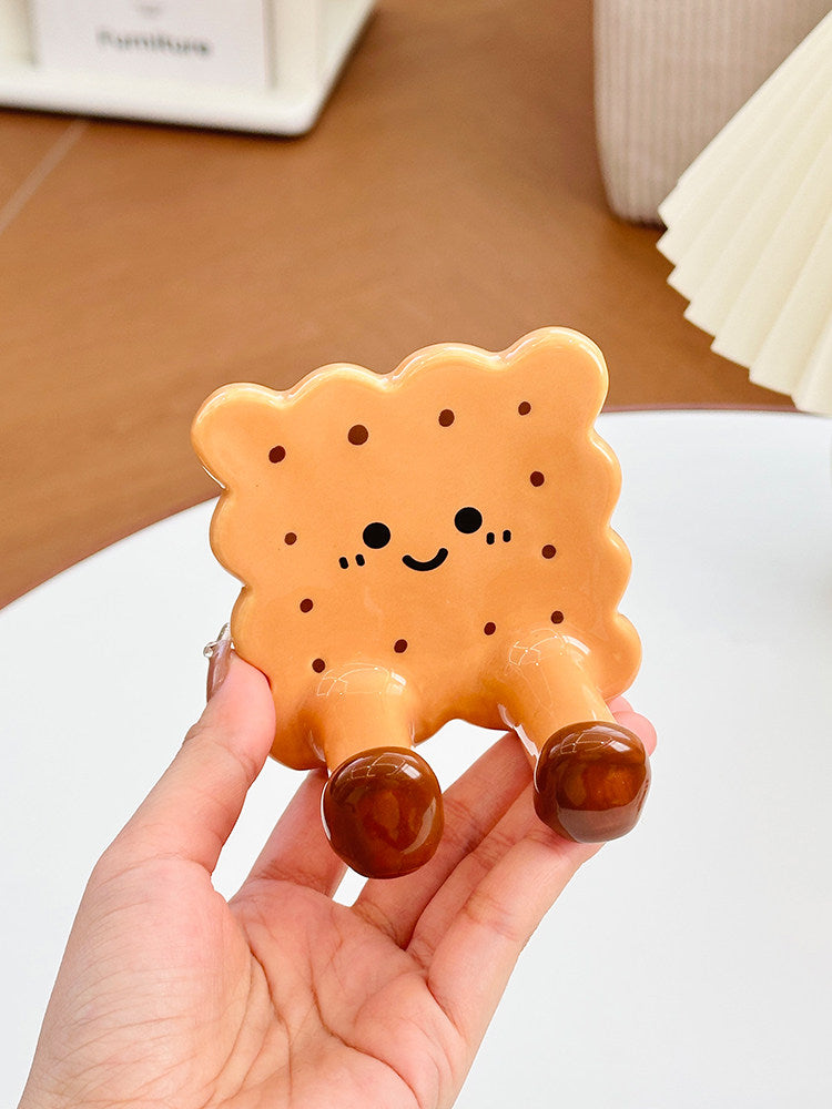 Cute Biscuit & Pretzel Shaped Phone Stand - Decorative Desktop Holder for Phone