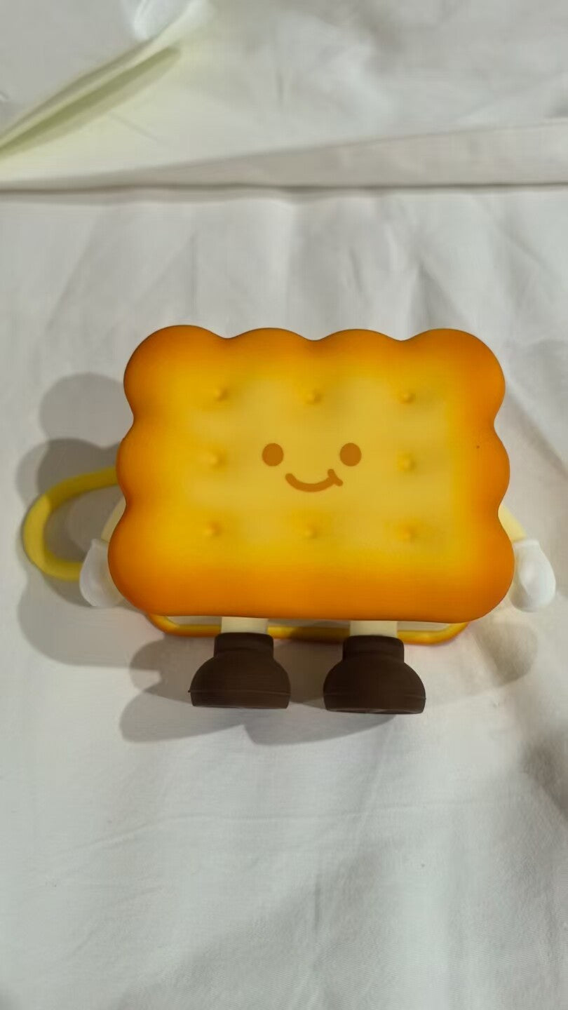Cute Biscuit-Shaped Mini Zipper Pouch, Smiling Cookie Keychain Bag, Small Silicone Coin Purse & Earbud Case