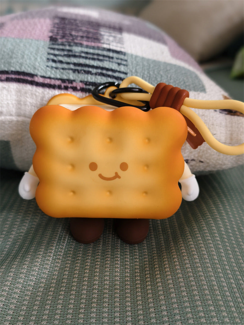 Cute Biscuit-Shaped Mini Zipper Pouch, Smiling Cookie Keychain Bag, Small Silicone Coin Purse & Earbud Case