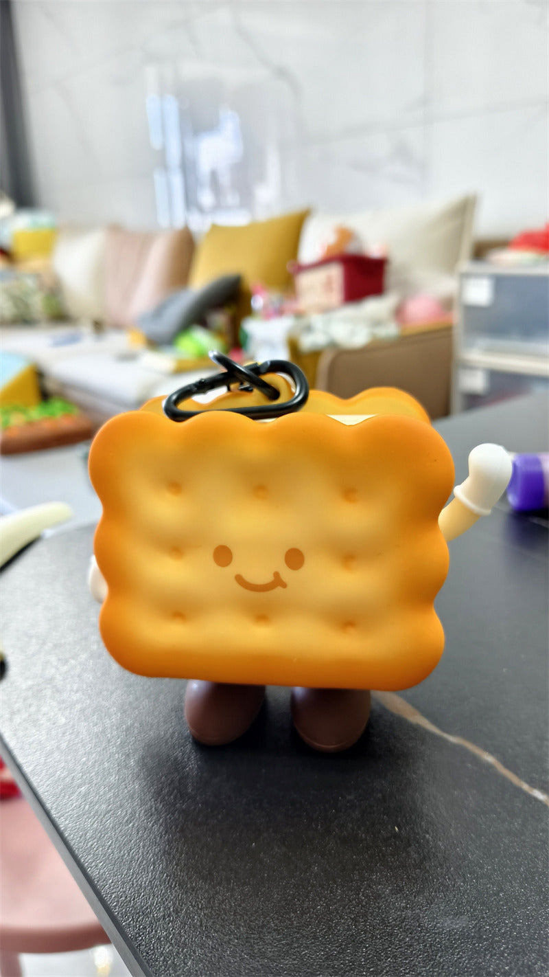 Cute Biscuit-Shaped Mini Zipper Pouch, Smiling Cookie Keychain Bag, Small Silicone Coin Purse & Earbud Case
