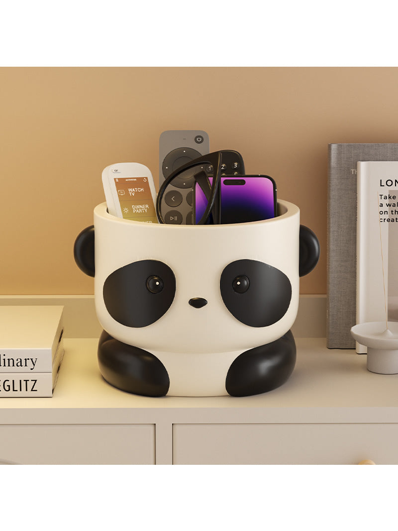 Cute black eyed panda desktop Organizing storage box, unique decoration