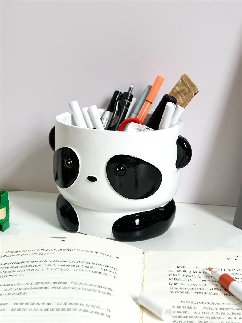 Cute black eyed panda desktop Organizing storage box, unique decoration