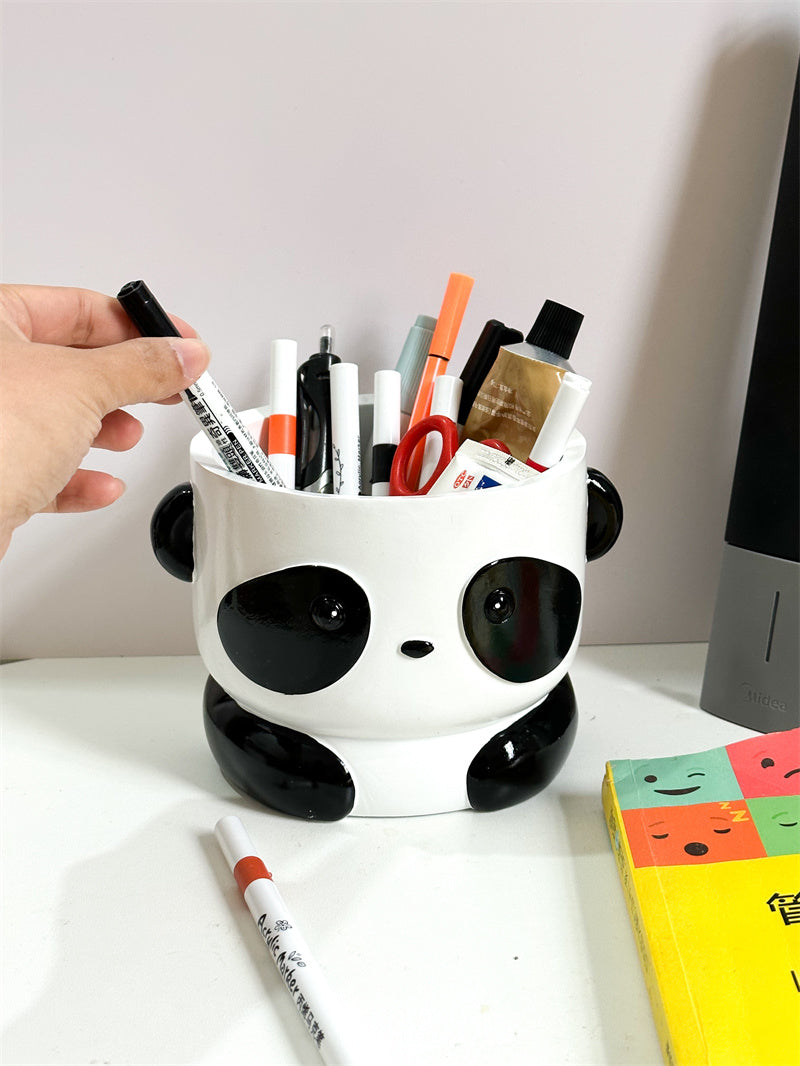 Cute black eyed panda desktop Organizing storage box, unique decoration