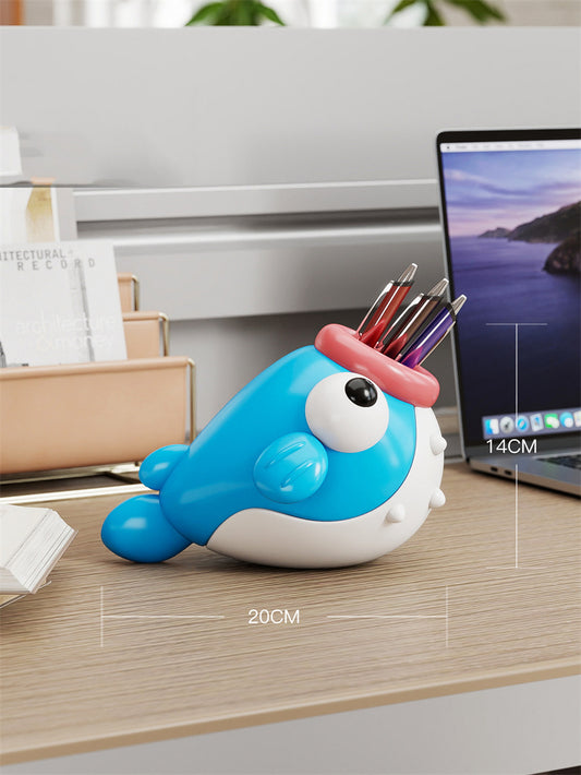 Cute Fish Office Pen Holder - Whimsical Desk Organizer for Pens & Small Stationery