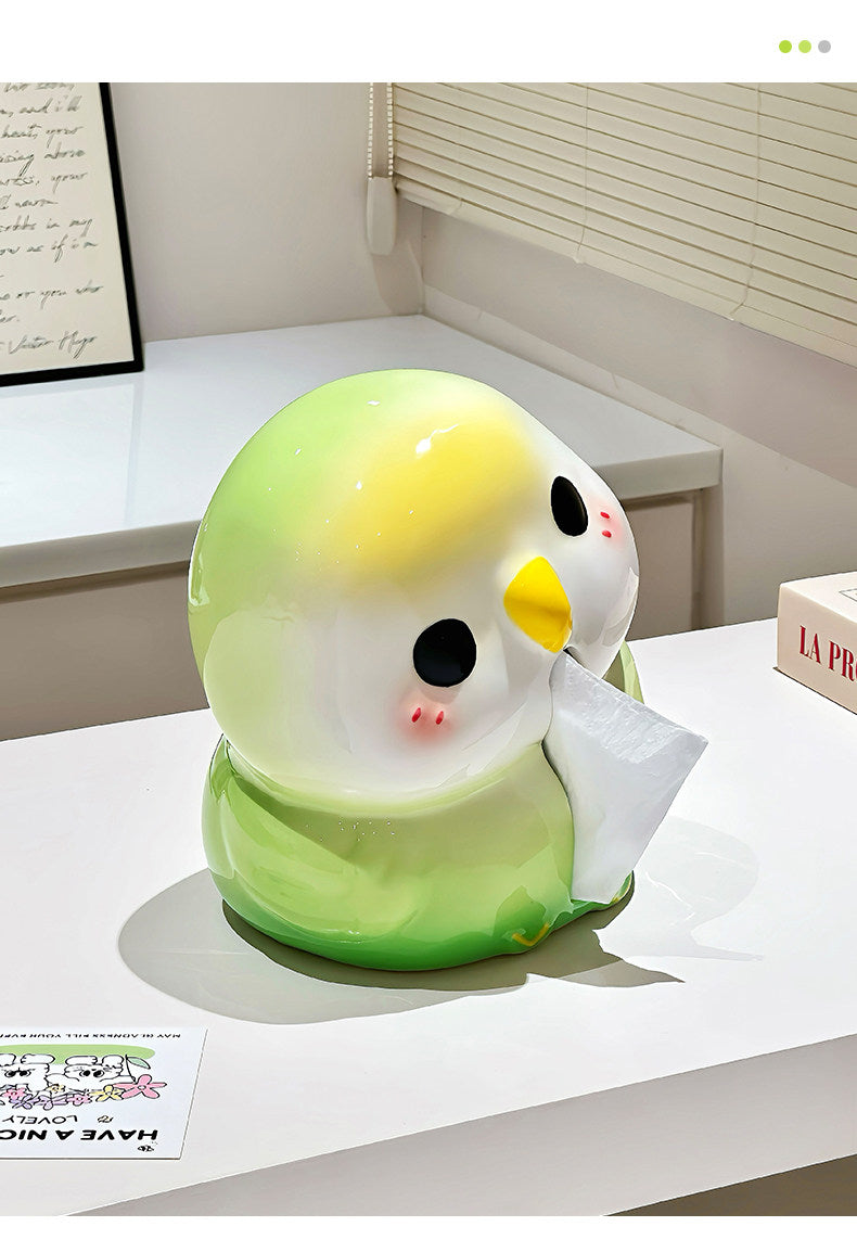 Cute Blushing Parrot Tabletop Napkin Holder, Sweet Aesthetic Bedroom Living Room Vanity Decor,Fun Company Kitchen Tissue Box