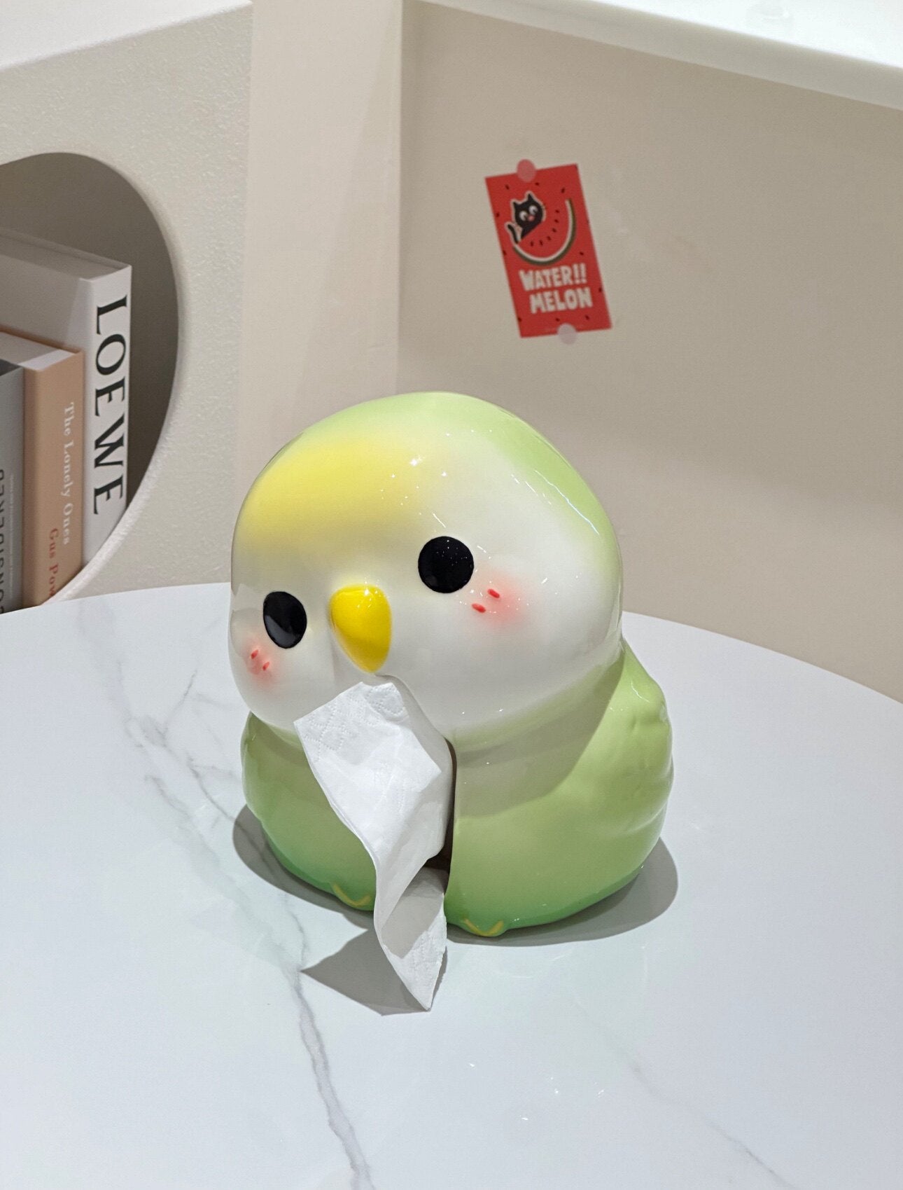 Cute Blushing Parrot Tabletop Napkin Holder, Sweet Aesthetic Bedroom Living Room Vanity Decor,Fun Company Kitchen Tissue Box