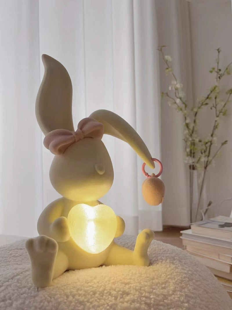 Cute Bunny Night Light with Bow-Knot: Ideal for Kids' Rooms and Gift Giving