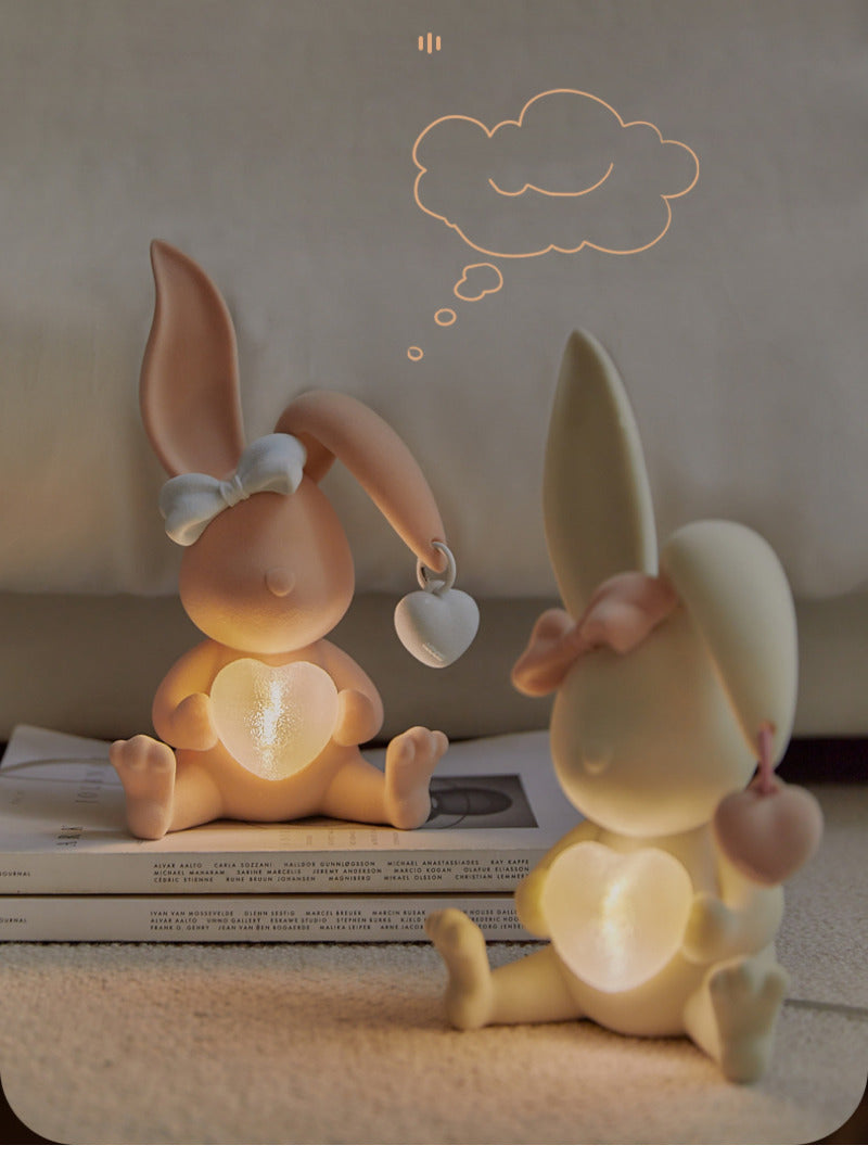 Cute Bunny Night Light with Bow-Knot: Ideal for Kids' Rooms and Gift Giving