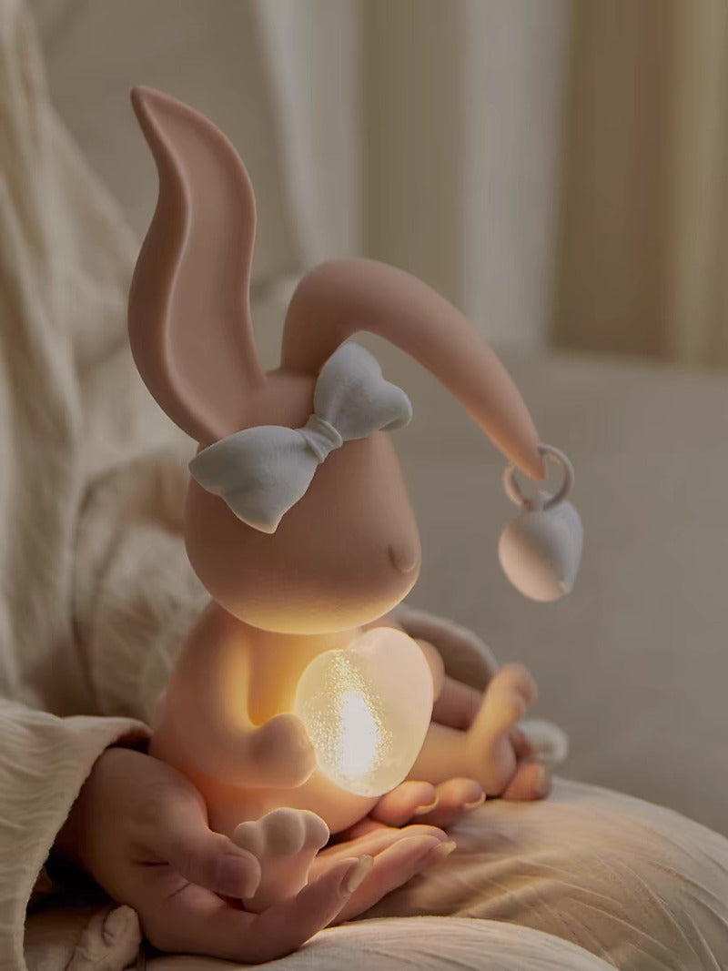 Cute Bunny Night Light with Bow-Knot: Ideal for Kids' Rooms and Gift Giving