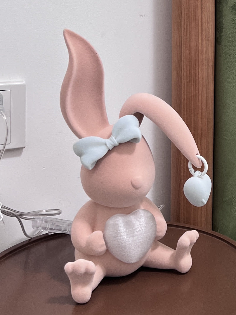 Cute Bunny Night Light with Bow-Knot: Ideal for Kids' Rooms and Gift Giving