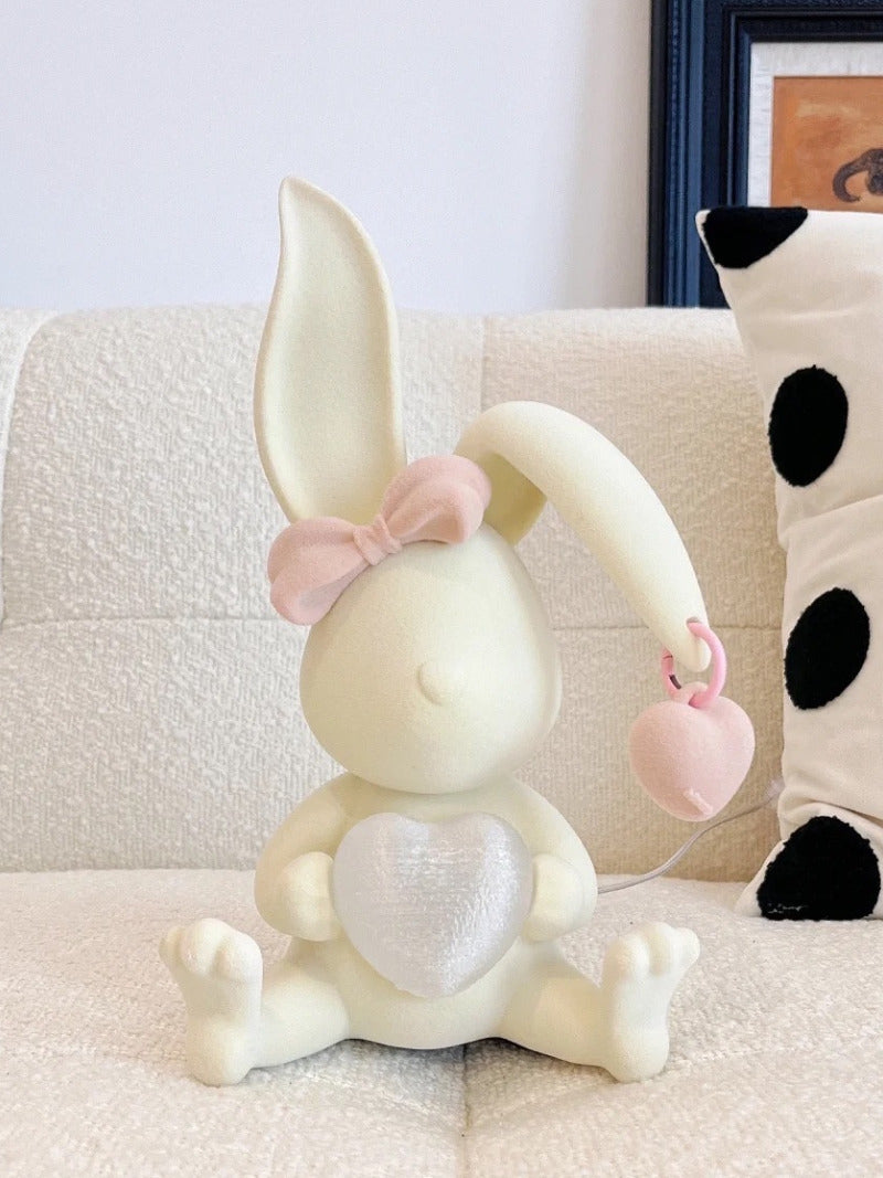 Cute Bunny Night Light with Bow-Knot: Ideal for Kids' Rooms and Gift Giving
