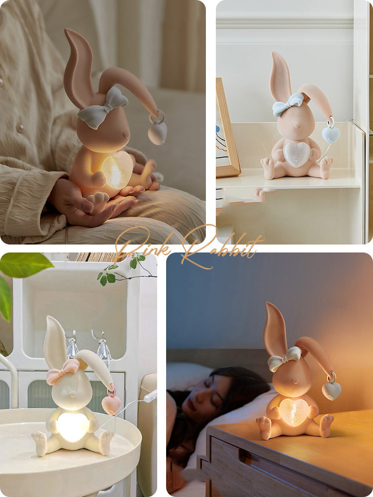 Cute Bunny Night Light with Bow-Knot: Ideal for Kids' Rooms and Gift Giving