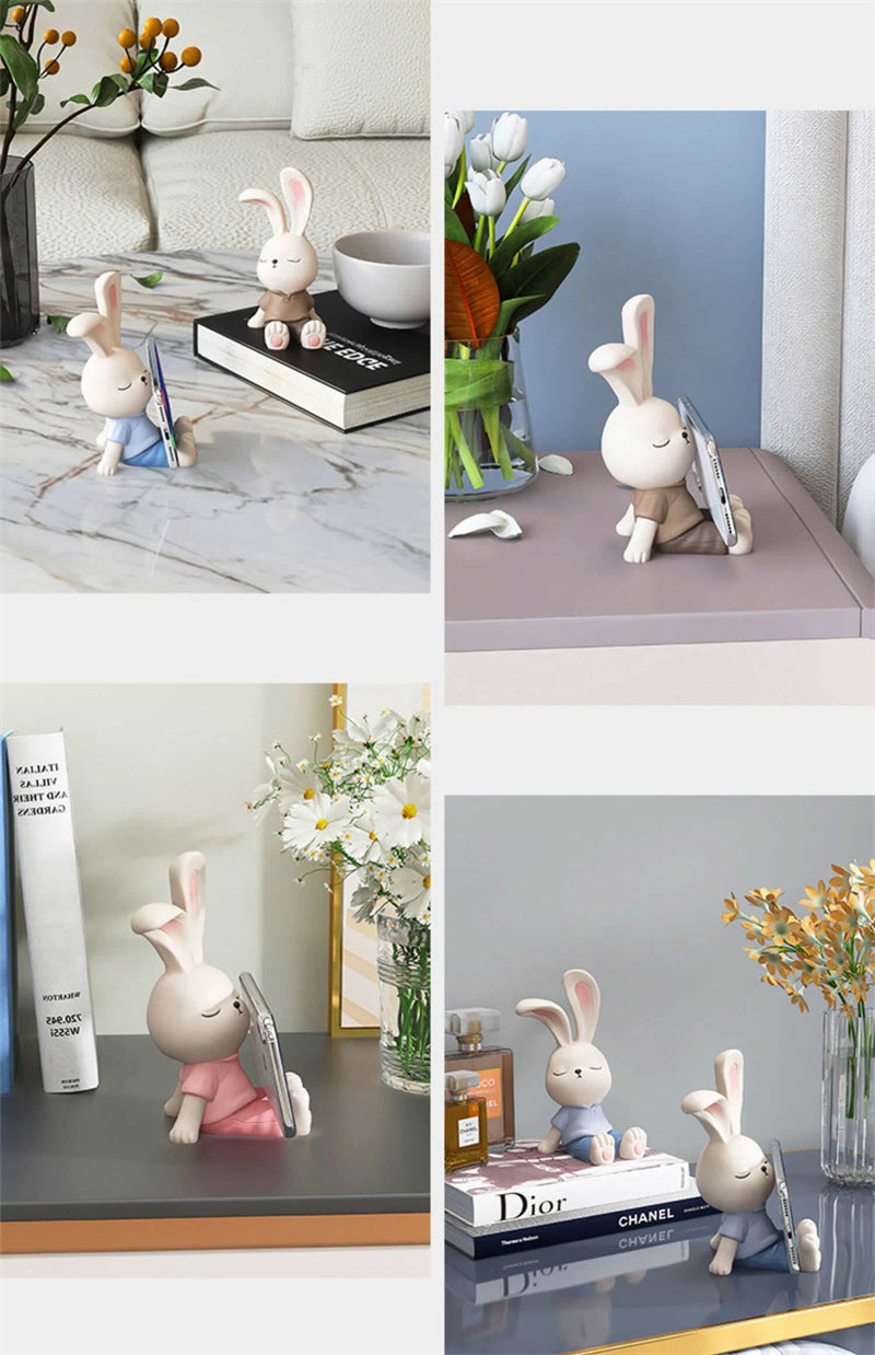Cute Bunny Phone Stand ,Rabbit Desk Holder for Smartphones, Home Office Decor Gift