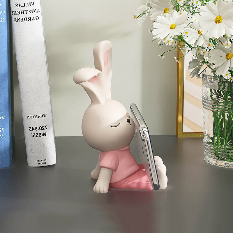 Cute Bunny Phone Stand ,Rabbit Desk Holder for Smartphones, Home Office Decor Gift