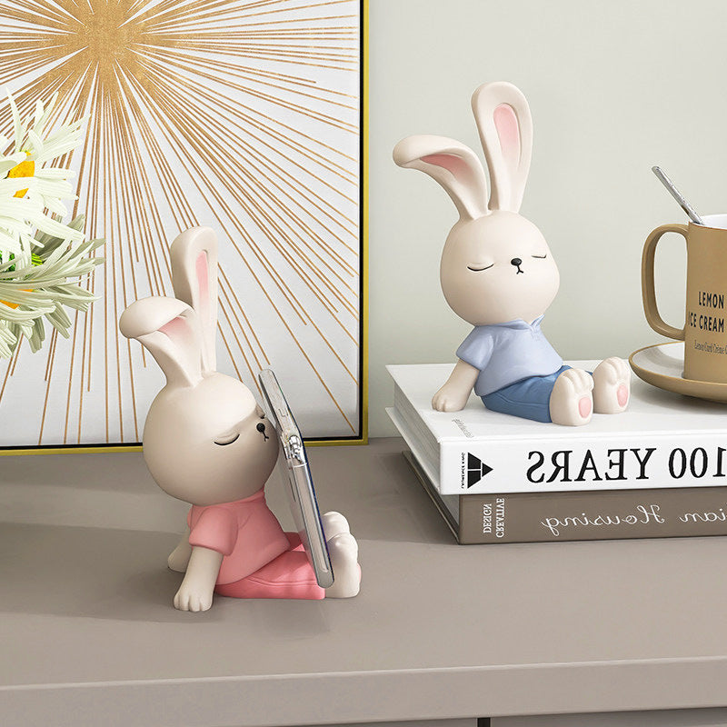 Cute Bunny Phone Stand ,Rabbit Desk Holder for Smartphones, Home Office Decor Gift