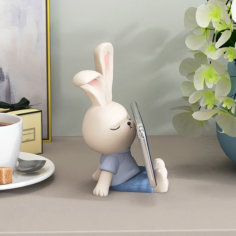 Cute Bunny Phone Stand ,Rabbit Desk Holder for Smartphones, Home Office Decor Gift