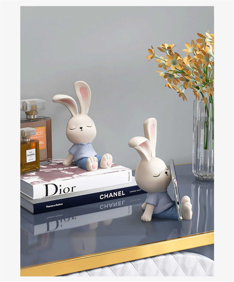 Cute Bunny Phone Stand ,Rabbit Desk Holder for Smartphones, Home Office Decor Gift