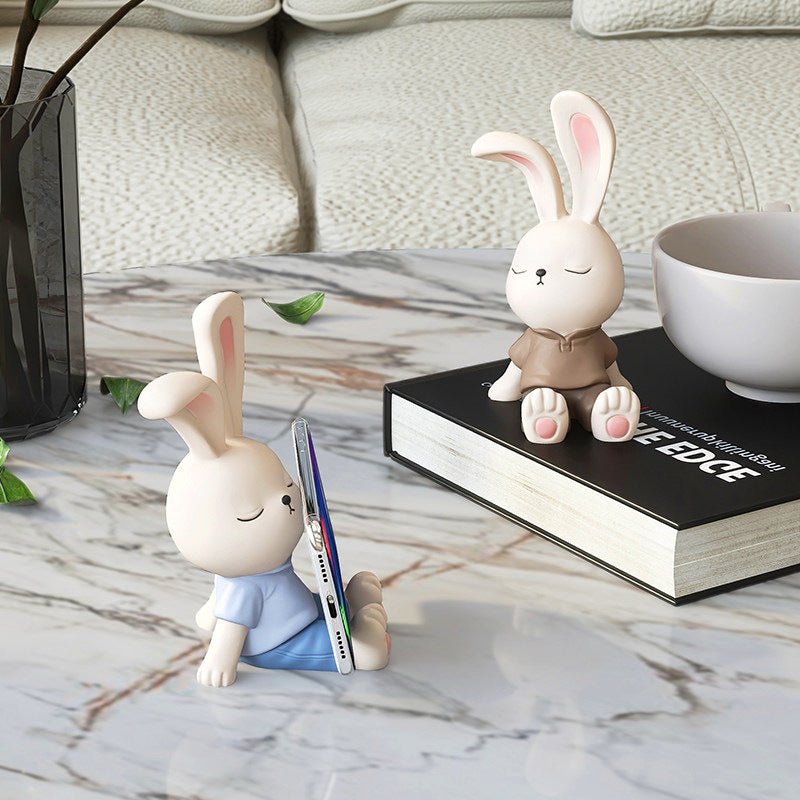 Cute Bunny Phone Stand ,Rabbit Desk Holder for Smartphones, Home Office Decor Gift
