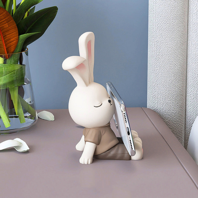 Cute Bunny Phone Stand ,Rabbit Desk Holder for Smartphones, Home Office Decor Gift