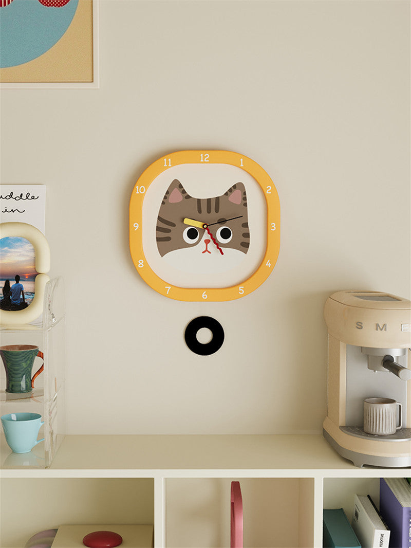 Cute Cartoon Cat Wall Clock: Silent Room Decorative Timepiece