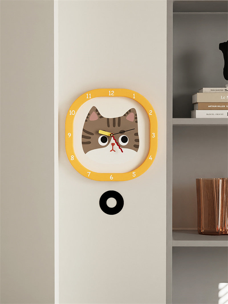 Cute Cartoon Cat Wall Clock: Silent Room Decorative Timepiece