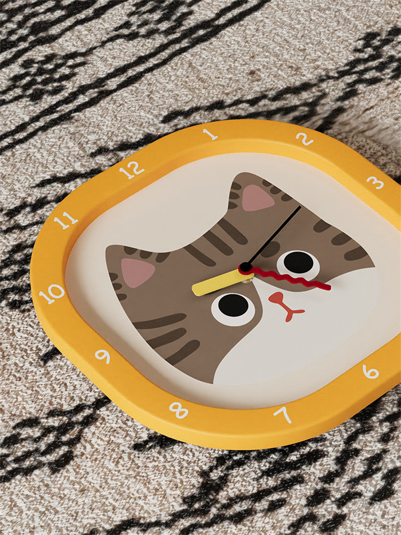 Cute Cartoon Cat Wall Clock: Silent Room Decorative Timepiece