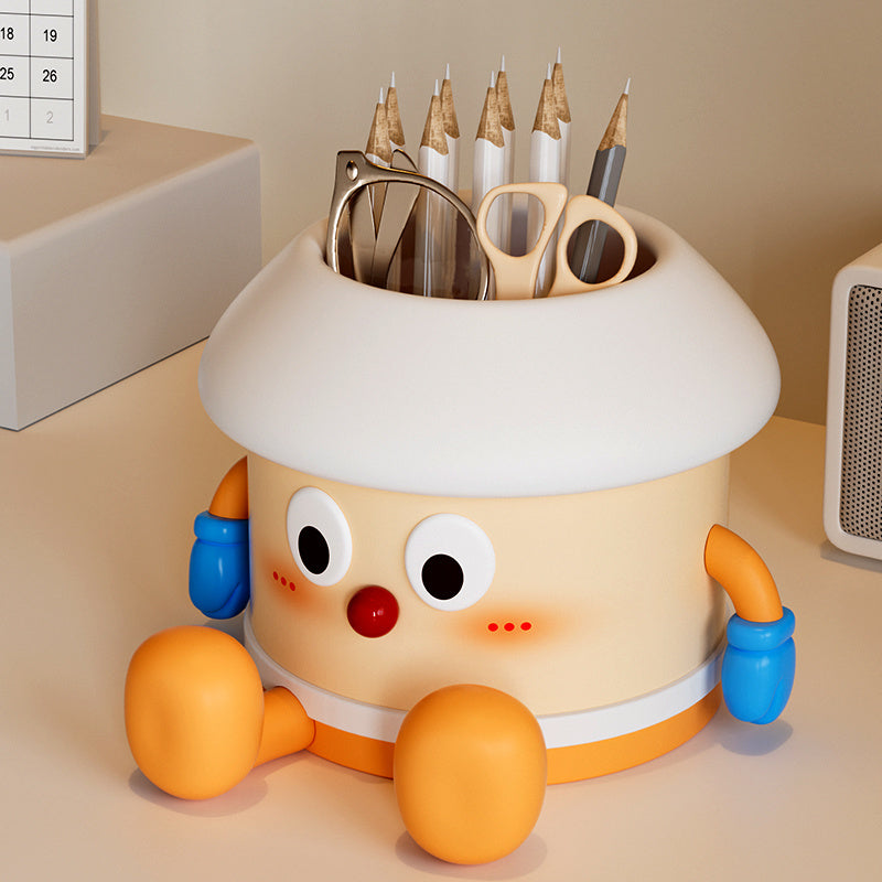 Cute Cartoon Character Pen Holder, Soft-Textured Desktop Stationery Organizer