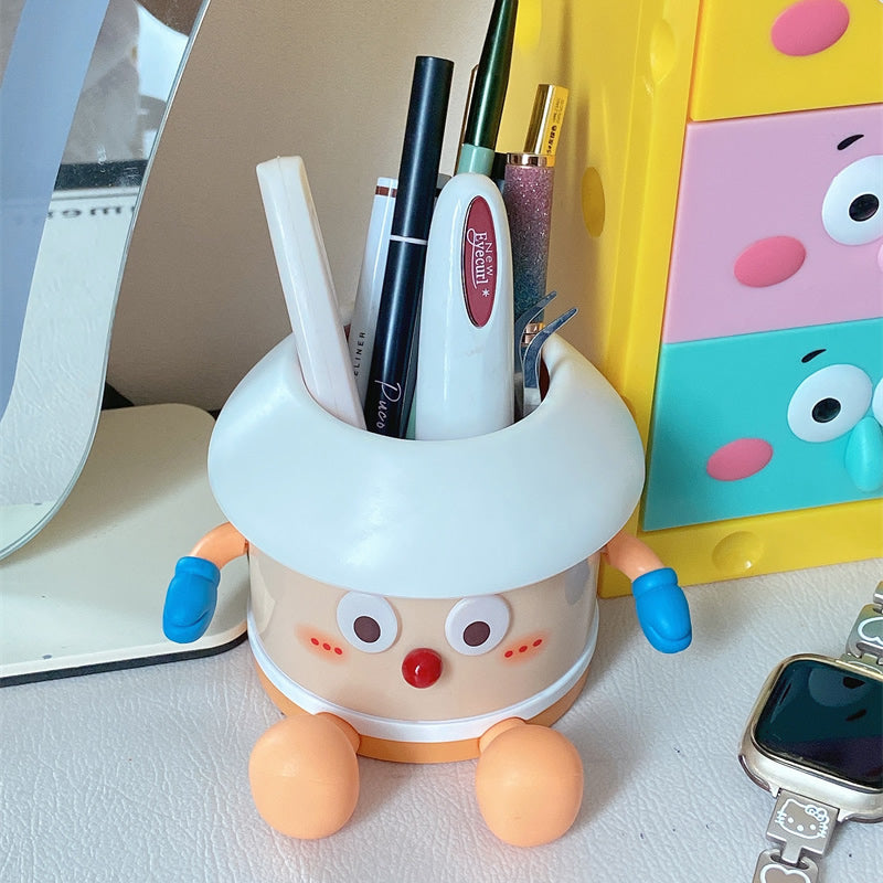 Cute Cartoon Character Pen Holder, Soft-Textured Desktop Stationery Organizer