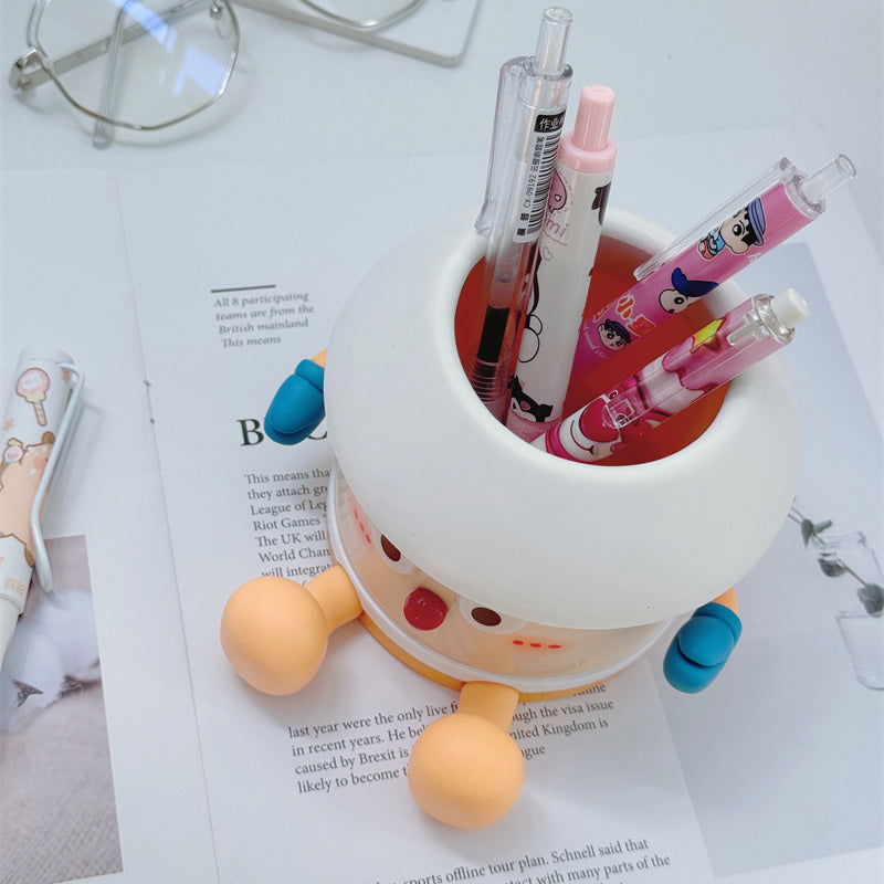Cute Cartoon Character Pen Holder, Soft-Textured Desktop Stationery Organizer