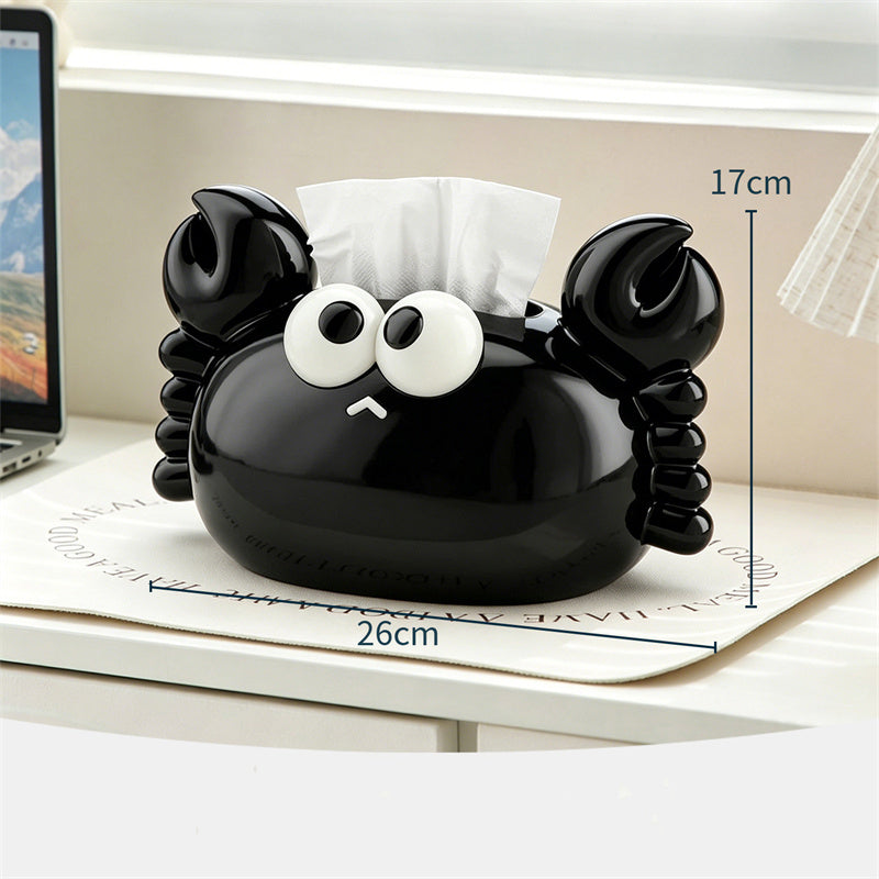 Cute Cartoon Crab Glossy Ceramic Tissue Box with Phone Holder,Playful Aesthetic Bedroom Living Room Office Decor, Unique Novelty Gift & Home Decor