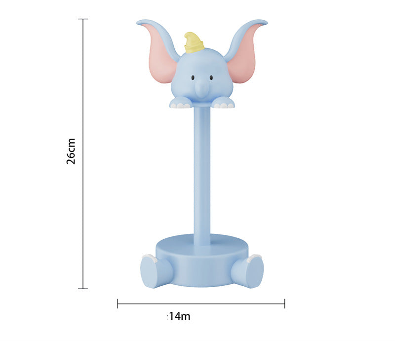 Cute Cartoon Dumbo Baby Elephant Resin Paper Towel Roll Holder& Tissue Dispenser for Kitchen Paper Rolls, Kawaii Animal Tabletop Storage Caddy for Dining Counter Bedroom Vanity