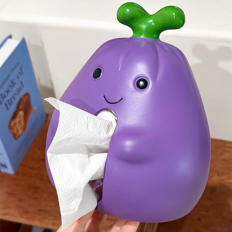 Cute Cartoon Eggplant Tissue Box Holder,Fun Desktop Decoration