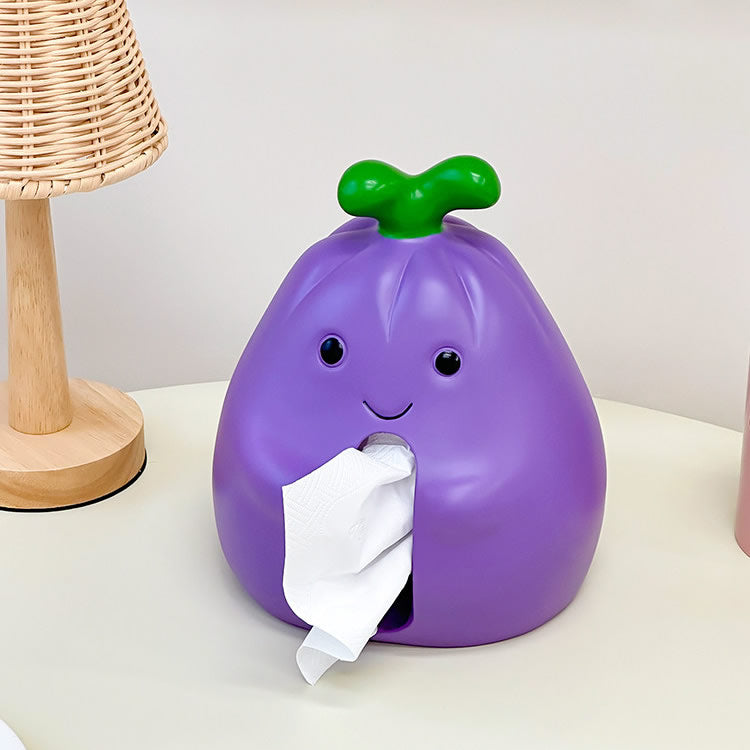Cute Cartoon Eggplant Tissue Box Holder,Fun Desktop Decoration