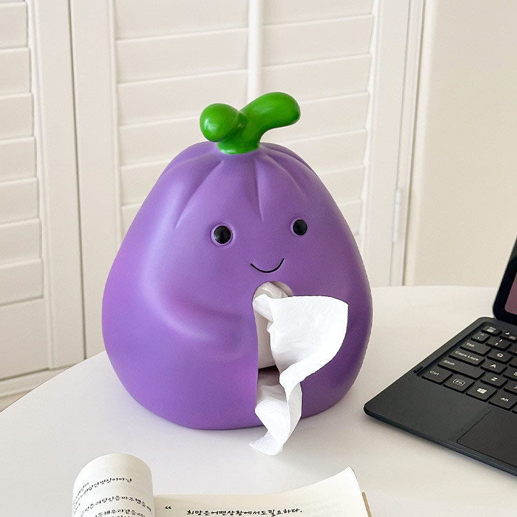 Cute Cartoon Eggplant Tissue Box Holder,Fun Desktop Decoration