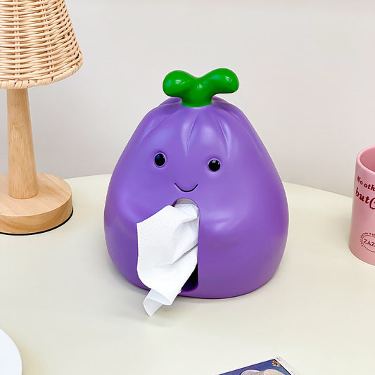 Cute Cartoon Eggplant Tissue Box Holder,Fun Desktop Decoration