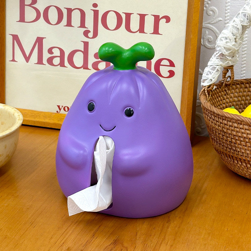 Cute Cartoon Eggplant Tissue Box Holder,Fun Desktop Decoration