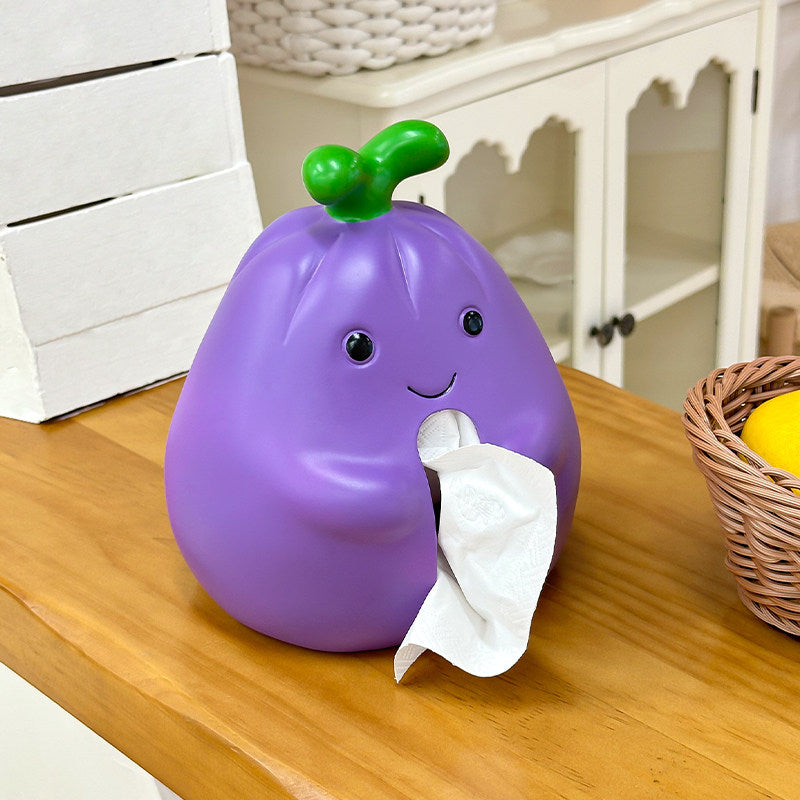 Cute Cartoon Eggplant Tissue Box Holder,Fun Desktop Decoration