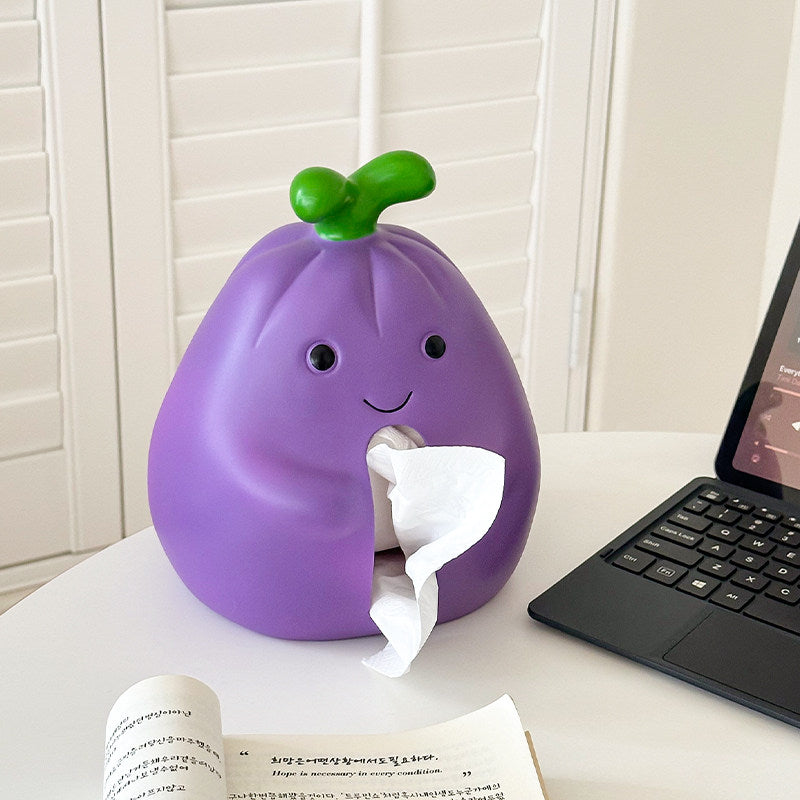 Cute Cartoon Eggplant Tissue Box Holder,Fun Desktop Decoration