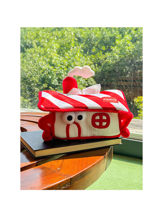 Cute Cartoon Red House Tissue Box, Hanging Tissue Holder