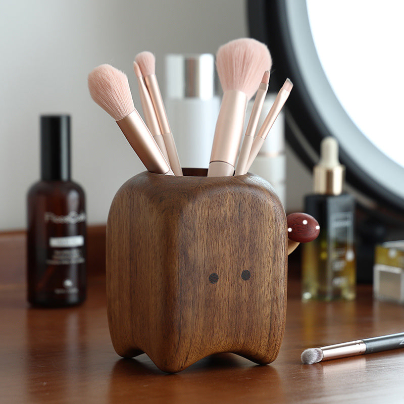 Cute Cartoon Shaped Wooden Pen Holder, Creative Desk Organizer