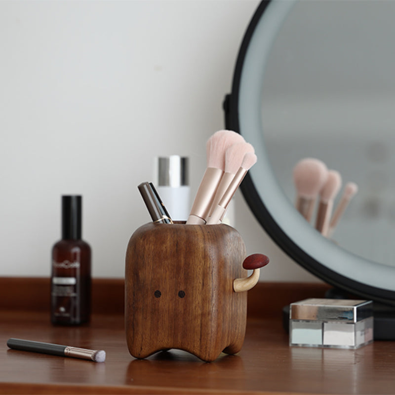 Cute Cartoon Shaped Wooden Pen Holder, Creative Desk Organizer
