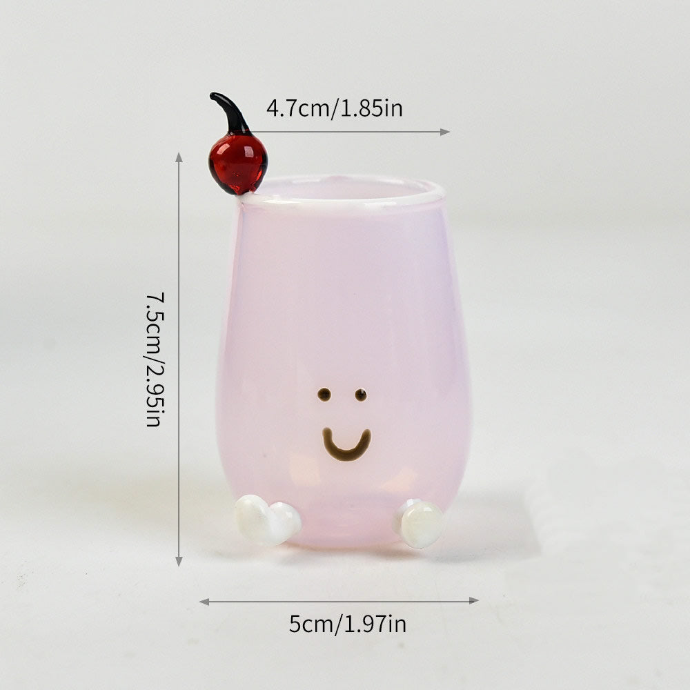 Mini Cartoon Smiley Face Glass Pen Holder, Kawaii Desktop Stationery Organizer, Aesthetic Student Bedroom Office Desk Decor
