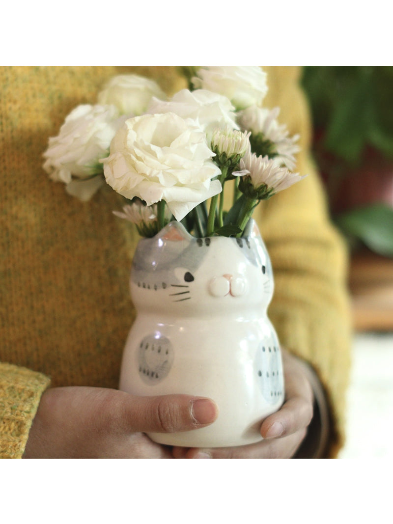 ceramic cat flower pot Cute Cat Ceramic Vase, Office Desktop Decoration Ornaments – MoreAngle