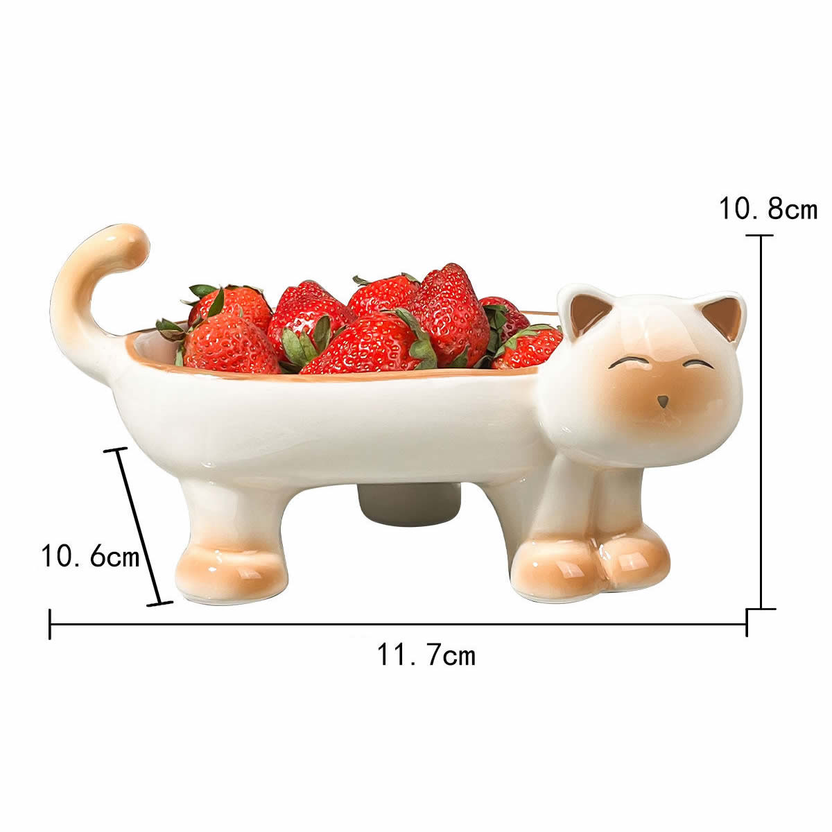 Cute Cat-Shaped Ceramic Storage Bowl - Multi-Purpose Organizer for Keys, Jewelry, Snacks & Home Decor