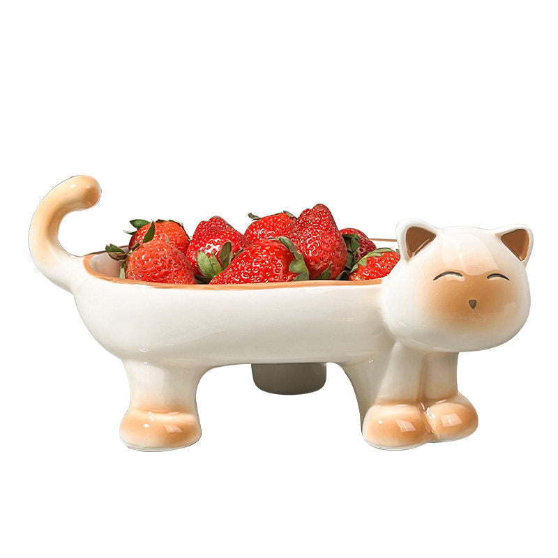 Cute Cat-Shaped Ceramic Storage Bowl - Multi-Purpose Organizer for Keys, Jewelry, Snacks & Home Decor