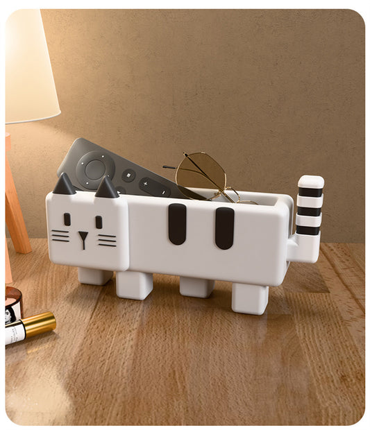 Cute Cat - Shaped Desk Organizer, Multi - Purpose Storage Box for Home & Office