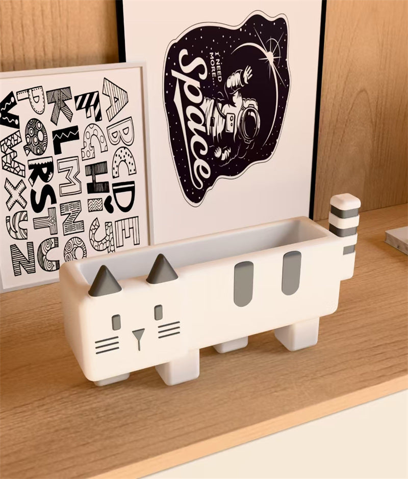 Cute Cat - Shaped Desk Organizer, Multi - Purpose Storage Box for Home & Office