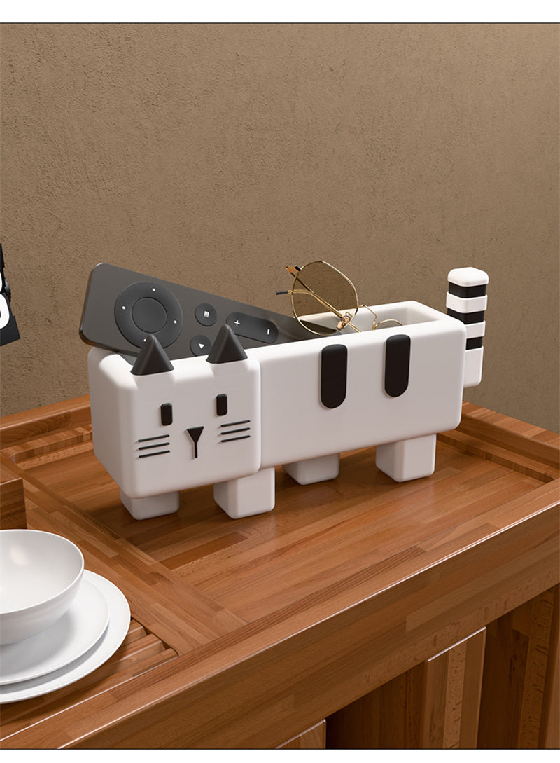 Cute Cat - Shaped Desk Organizer, Multi - Purpose Storage Box for Home & Office