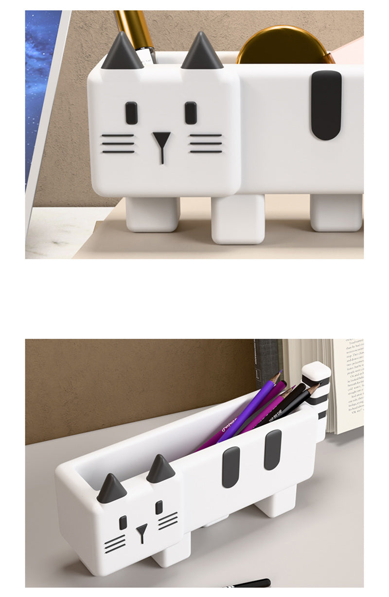 Cute Cat - Shaped Desk Organizer, Multi - Purpose Storage Box for Home & Office