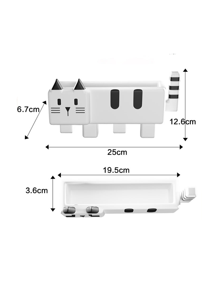 Cute Cat - Shaped Desk Organizer, Multi - Purpose Storage Box for Home & Office